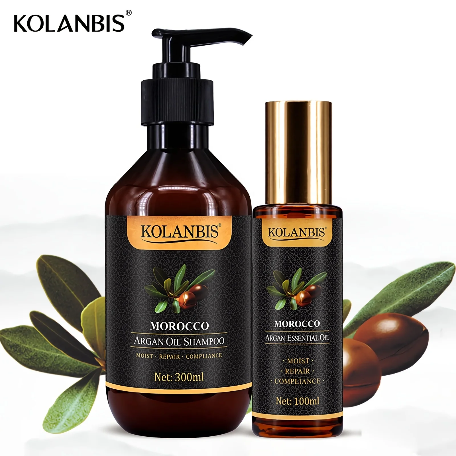  KOLANBIS оптовая продажа чистый 100% натуральный марокканский аргановое масло для мужчин лучший уход за черными волосами строительный шампунь и эфирные масла набор