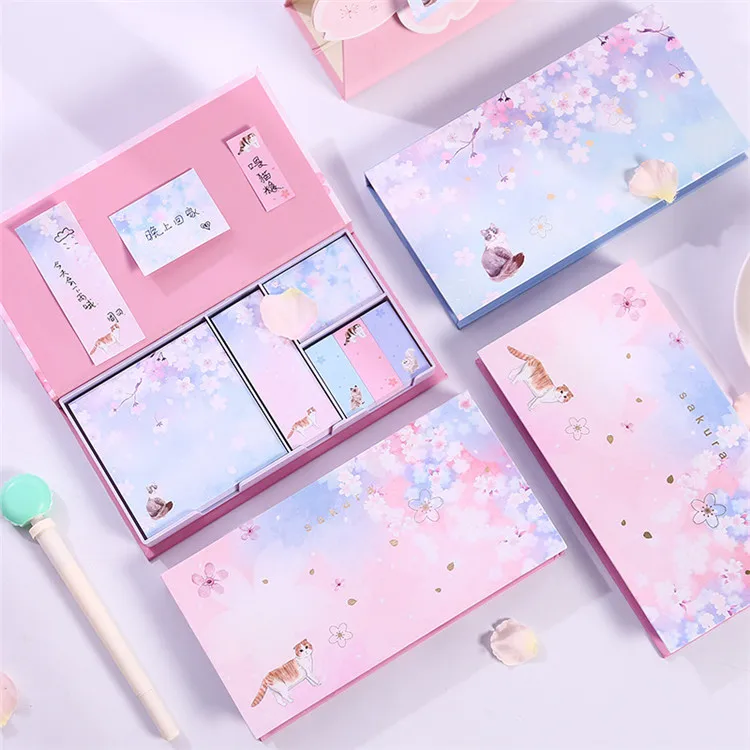 Stationery novelty eco-friendly sakura flower star page marker memo pad sticky note set