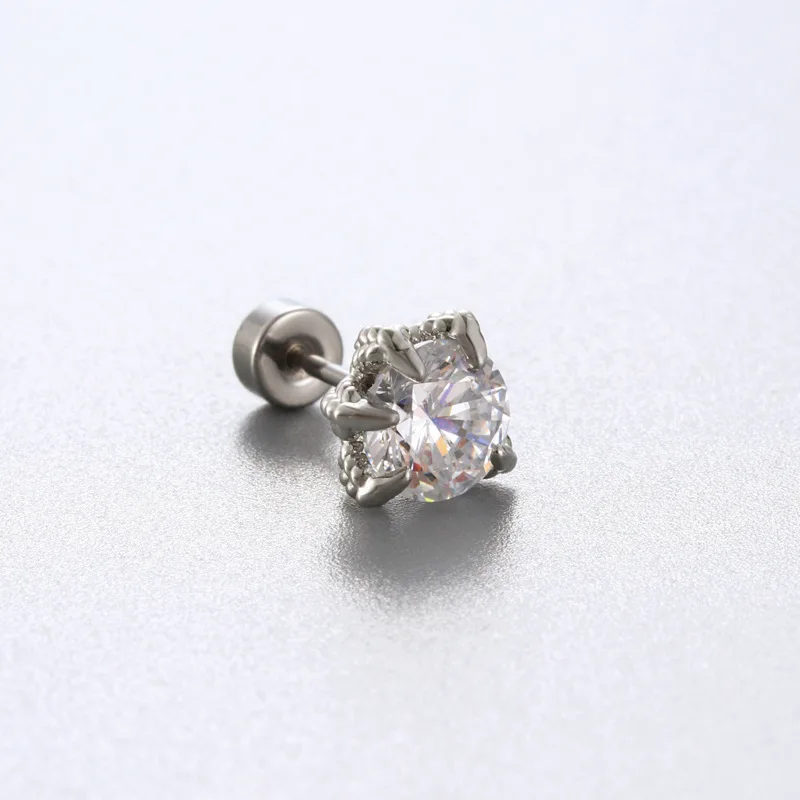 Dragon Claw Dragon Scale Color Light Aquamarine Zirconia Couple Models Ear Bone Stud Titanium Screw Earrings