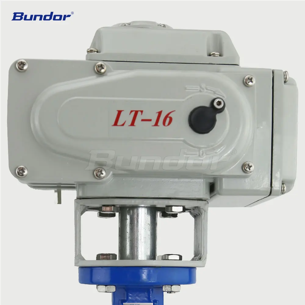 Bundor 380V DN50~1200 Cast Iron Ductile Steel Wafer Electric Butterfly