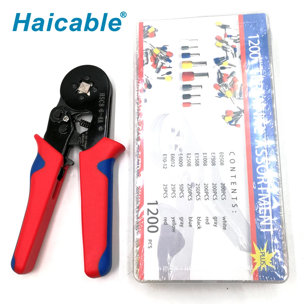 HSC8 6-4A Terminal Crimping Tool  KIT4-1200E 0.25-10mm2 AWG 23-7 Crimping Plier Kit Set