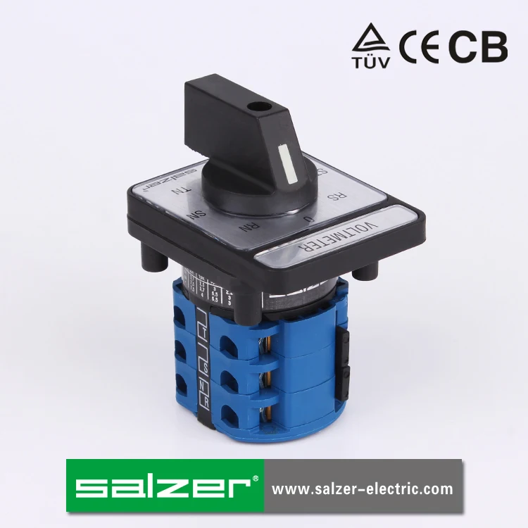 Salzer Voltmeter Switch SA16 16Amp TR-ST-RS-O-RN-SN-TN 61313 48X48mm rotary cam selector switch  (TUV,CE and CB Approved)