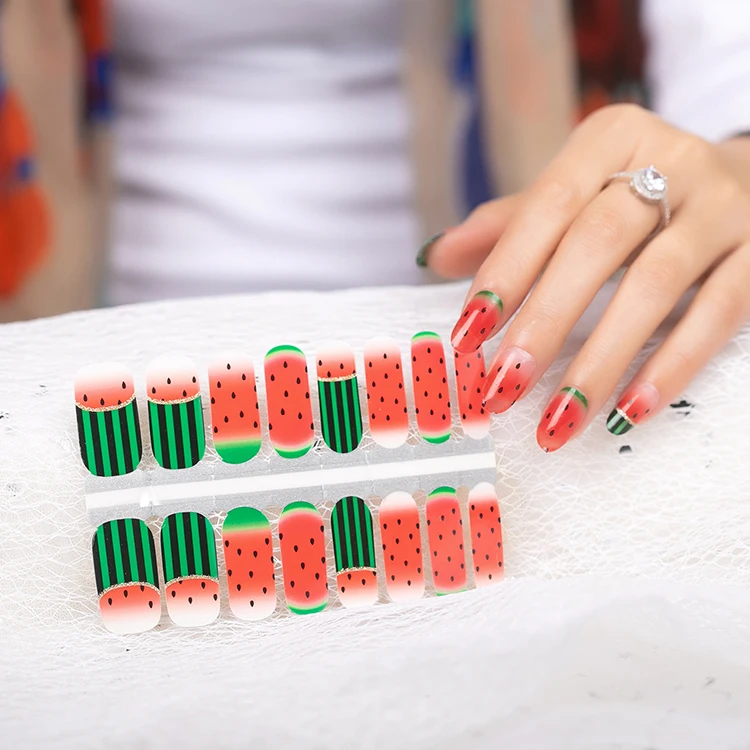 Transparent watermelon for summer holiday 16 strips 100% nail polish strips nail art stickers nail wraps