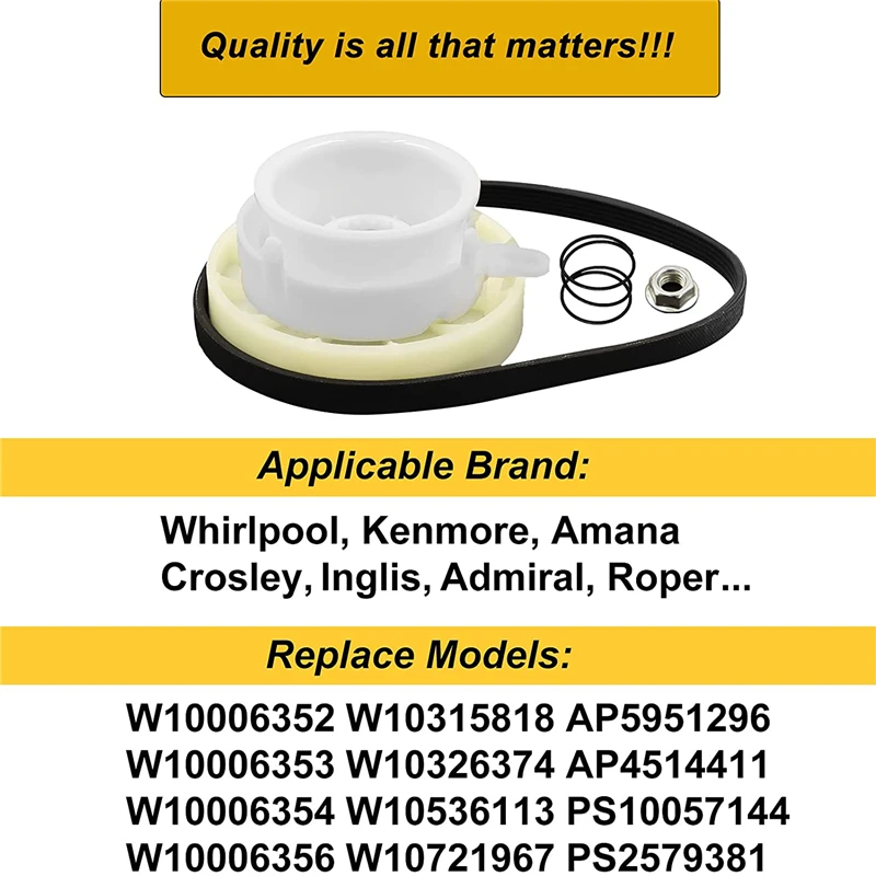 W10721967 шайба шкив муфты и W10006384 Замена приводного ремня Набор для Whirlpool