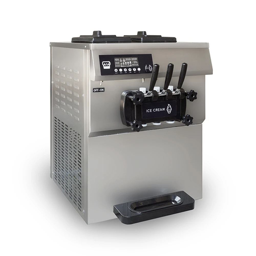 Hot Sale Tabletop Soft Ice Cream and Frozen Yogurt Machine 2+1 Mixed Flavors High Production From Milk for Home Use
