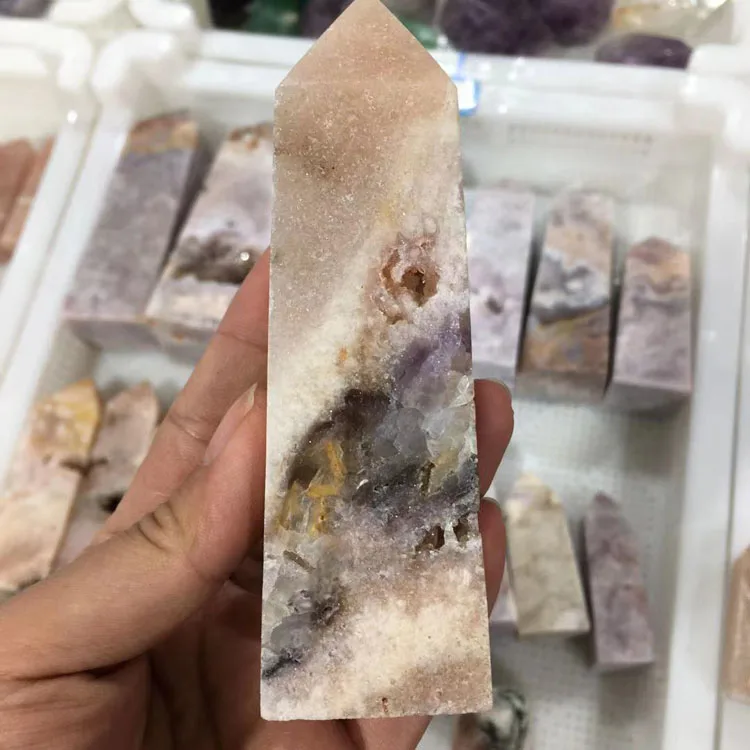 Natural Pink Amethyst Wands Towers Crystal Point For Feng Shui