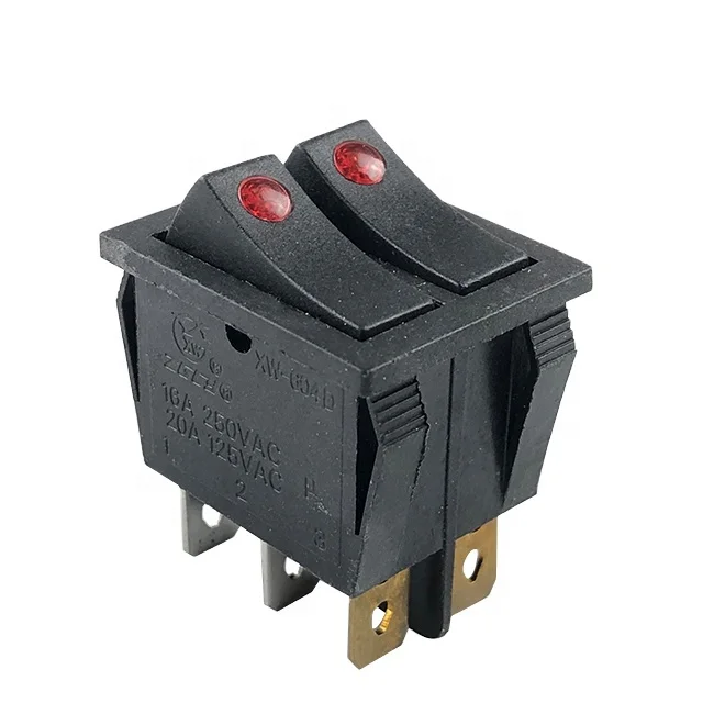 XW-604D 16A 250V/20A 125V красный свет 6-Пен включения-выключения кулисный переключатель
