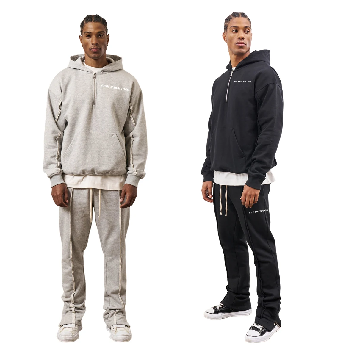 Gingtto High Quality Custom Logo Printing Jogging Two Piece Set Streetwear Tracksuit Hoodie Suit