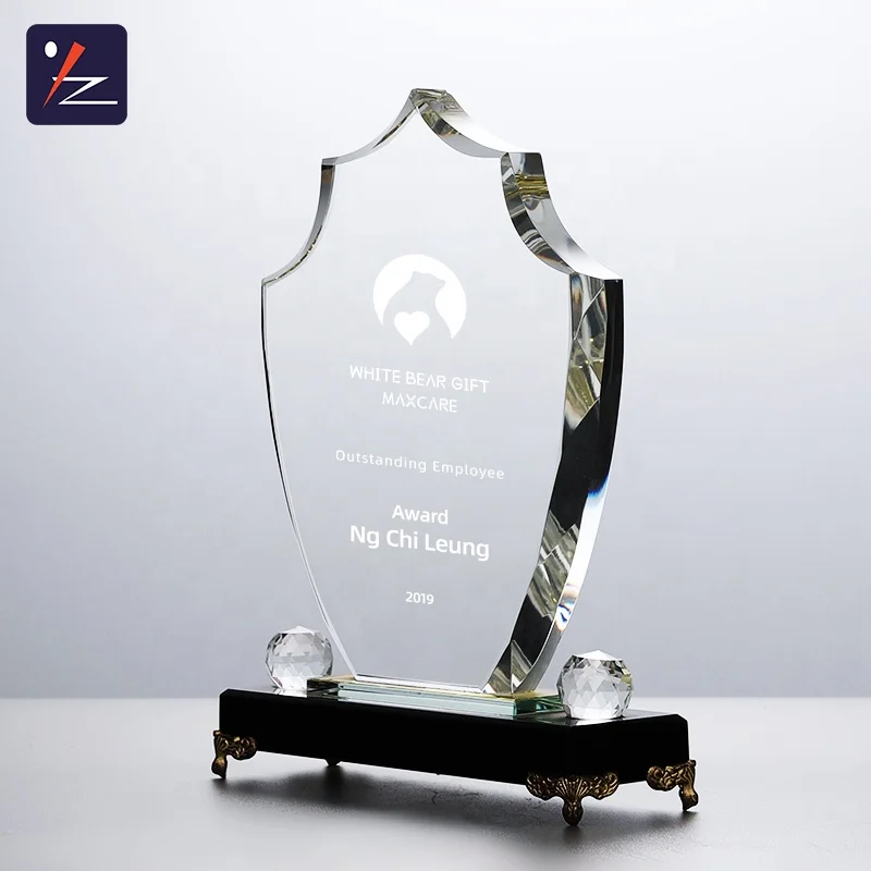 Wholesale unique company anniversary souvenir crystal trophy gift for good staff