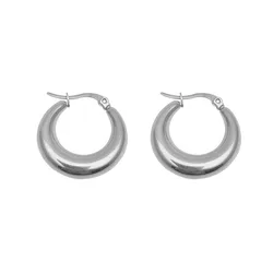 High End Minimalist Women Jewelry 18K Gold Plated Stainless Steel Hypoallergenic Chunky Thick Loop Hoop Earrings for Women