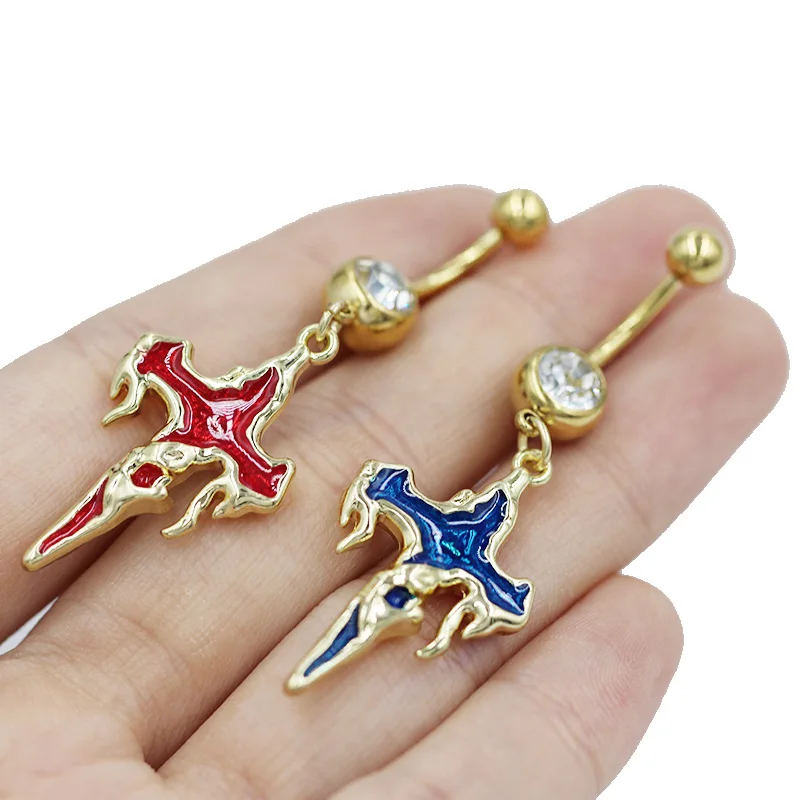 Gaby Halloween punk cross belly button tattoo designs bottom piercing nail ring wholesale navel piercing for women