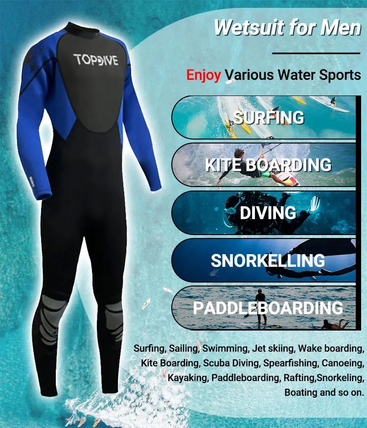 Customized 3mm Thermal Wetsuit Neoprene Fabric Full Long Sleeve Diving Wetsuit for Men