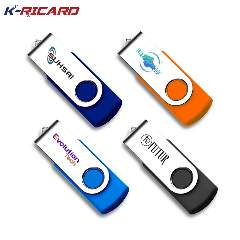 Custom Swivel USB Flash Drive 2.0 Plastic Metal Pendrive Color Usb Stick 4Gb 8GB 16GB 32GB 64GB 128GB