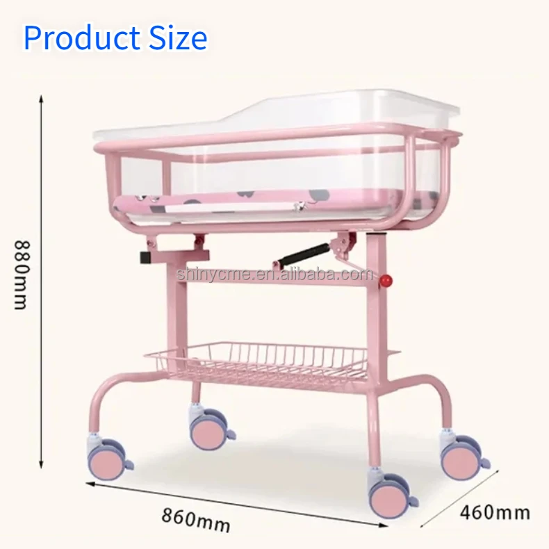 For Newborn Baby Bassinet Height And Head Adjustable Luxurious Hospital Baby Crib Baby Trolley