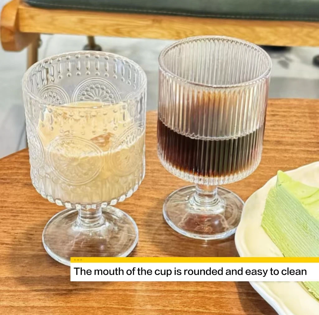 Factory wholesale wine glass cocktail ins wind personality tall glass carved wine glass dessert cup ice cream cup