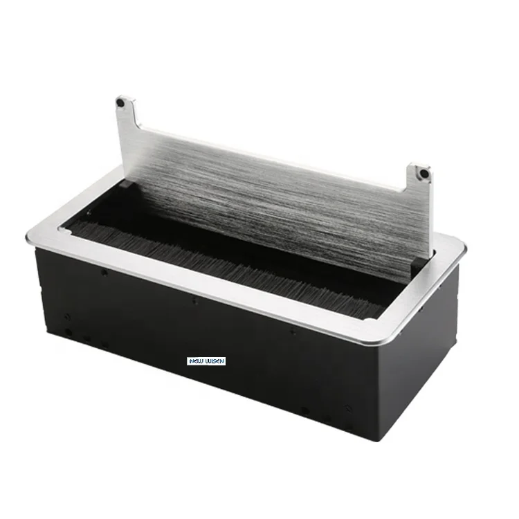 Cable cubby aluminium Tabletop Socket Flip Up Desk Receptacle Multi Power Socket Outlet with audio/VGA connector