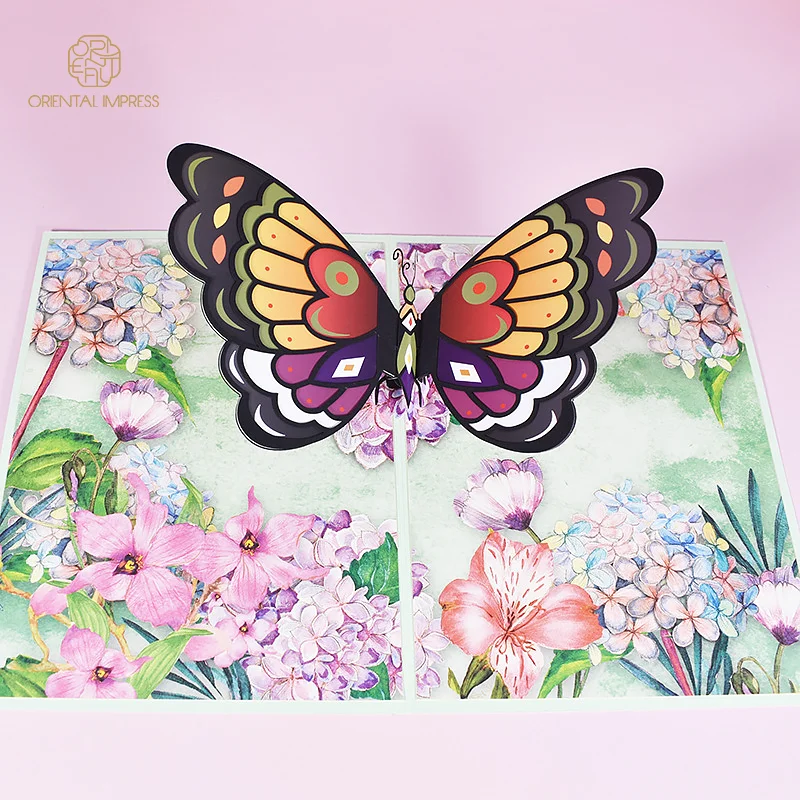 Beautifully Crafted Flower Butterfly Pop Up Thank You Cards Greeting Cards