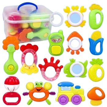 trending products 2024 new arrivals silicone baby teether rattle and chew Food Grade baby sensory toys for 3-24 months baby