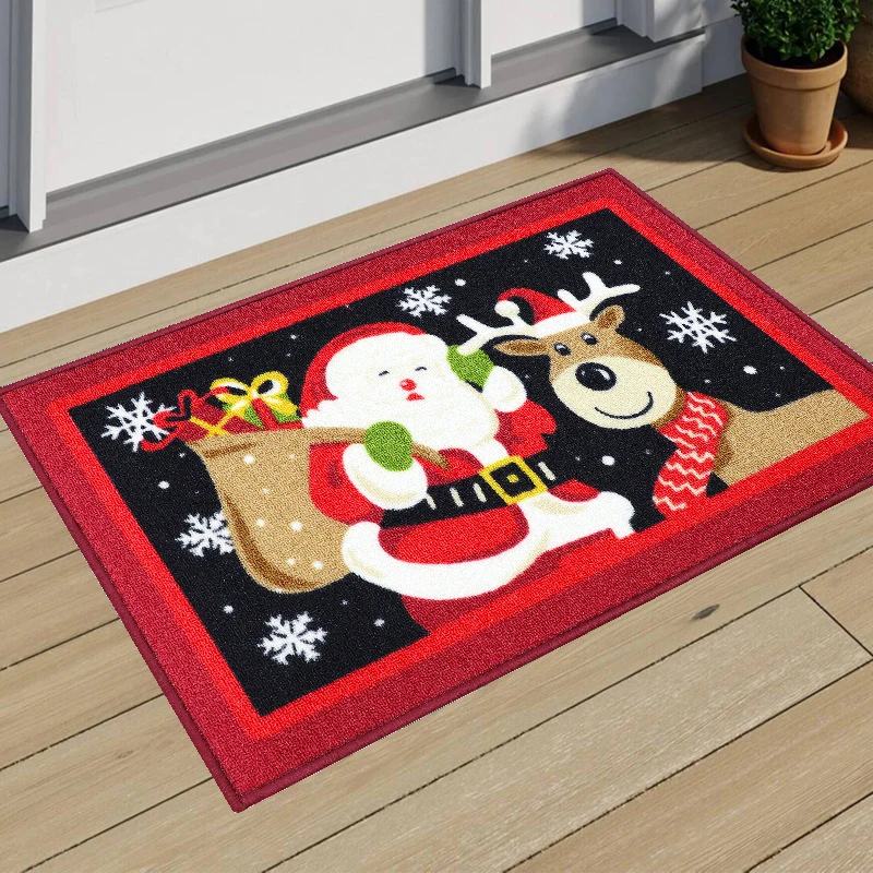 Entry door mat custom 3D polyester christmas tree mat printed carpet living room door mats for home entrance