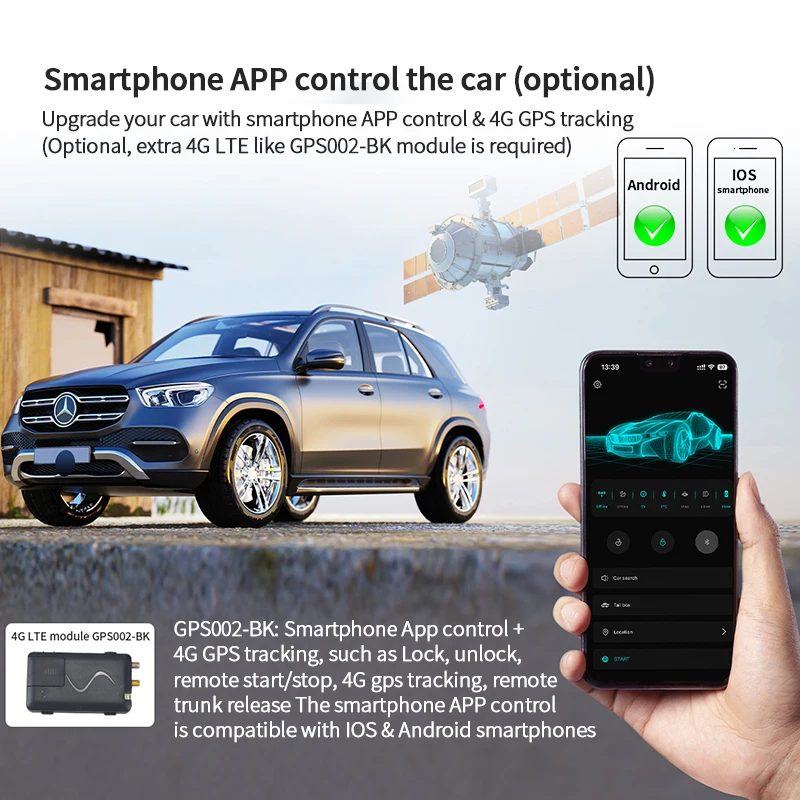 EASYGUARD plug play car alarm fit for 13-15 Benz ML W166/13-15 GL  X166/16-18 GLS X166/12-18 GLA X156  smartphone app control
