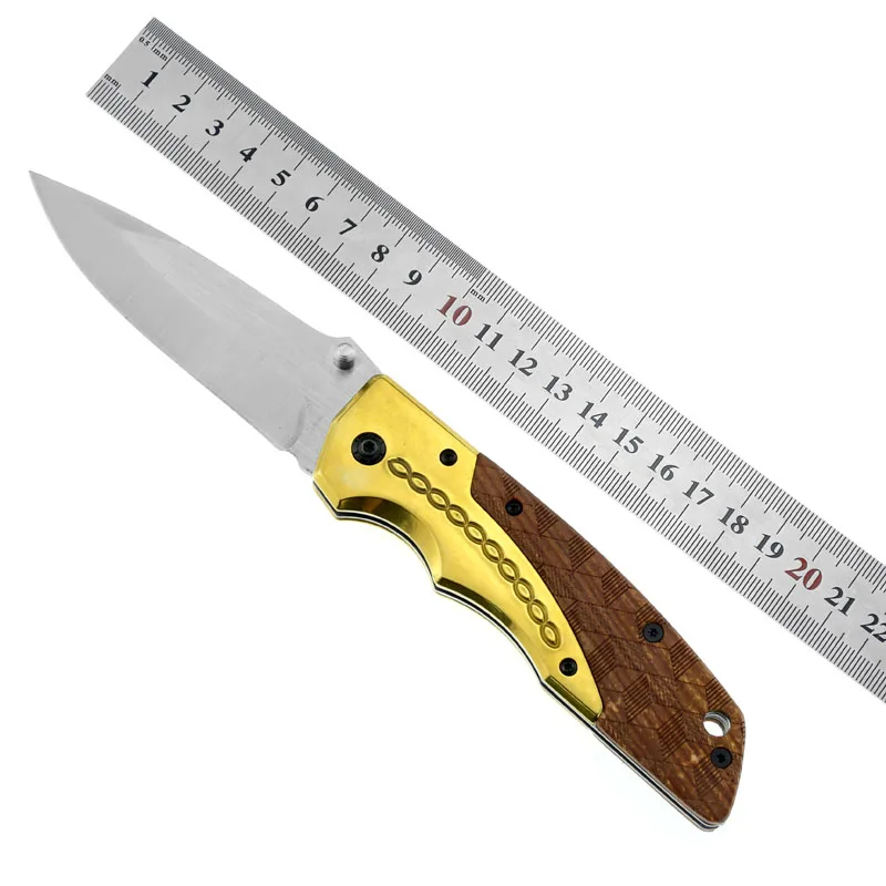 Camping Folding  knife  Outdoor EDC Self Defense Tactical Pocket Knife with  Brass Handle