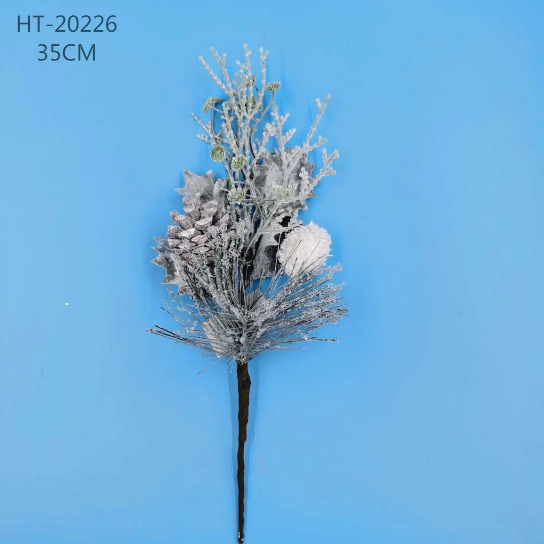 Wholesale Christmas Pine Branches High Quality Glitter Wall Hanging Spray Snow Artificial Tree