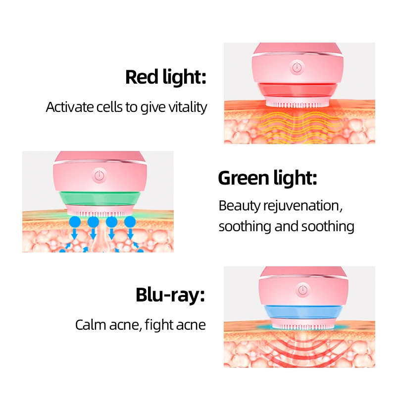 Водонепроницаемые и портативные щетки для чистки лица 3 светодиодных светильника