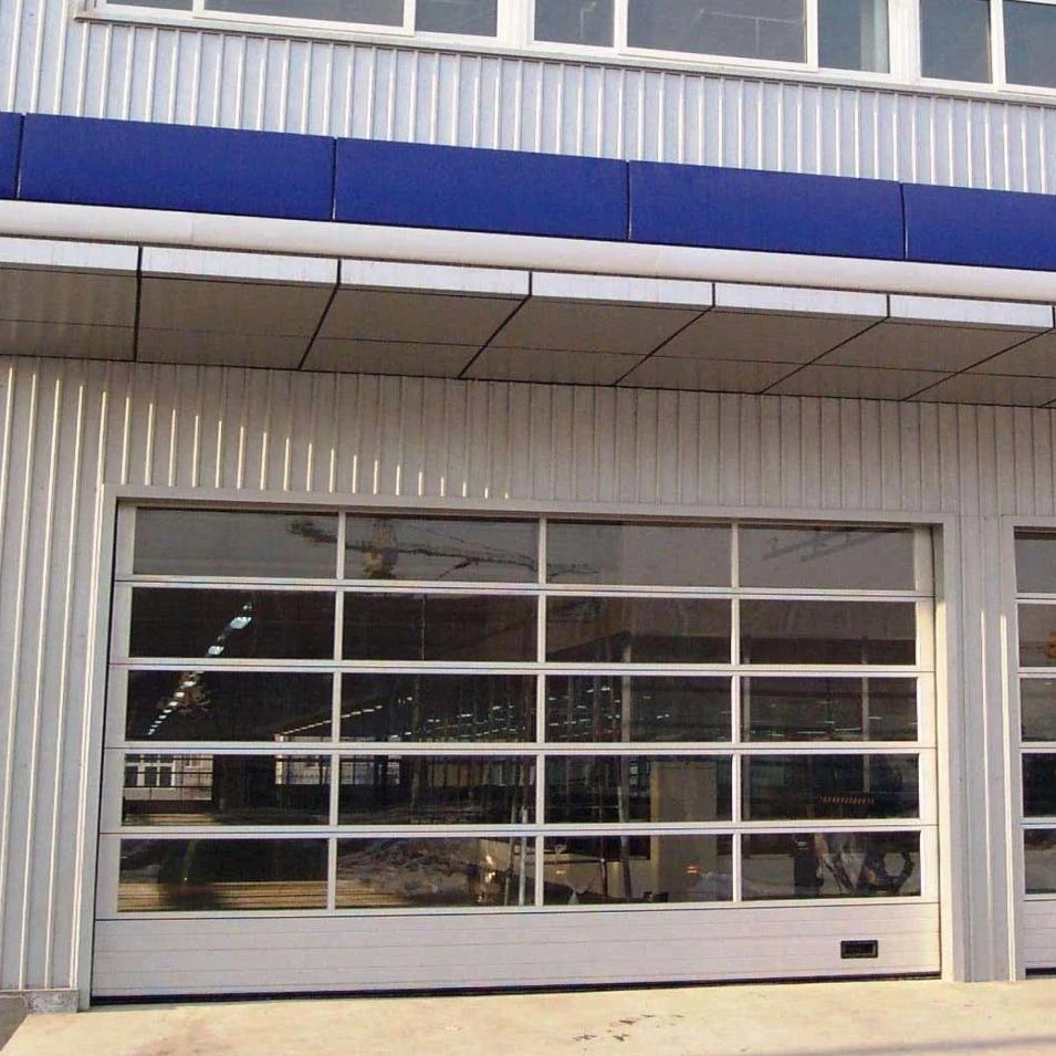 Automatic sectional tempered glass aluminum black frosted clear glass safety doors for car store