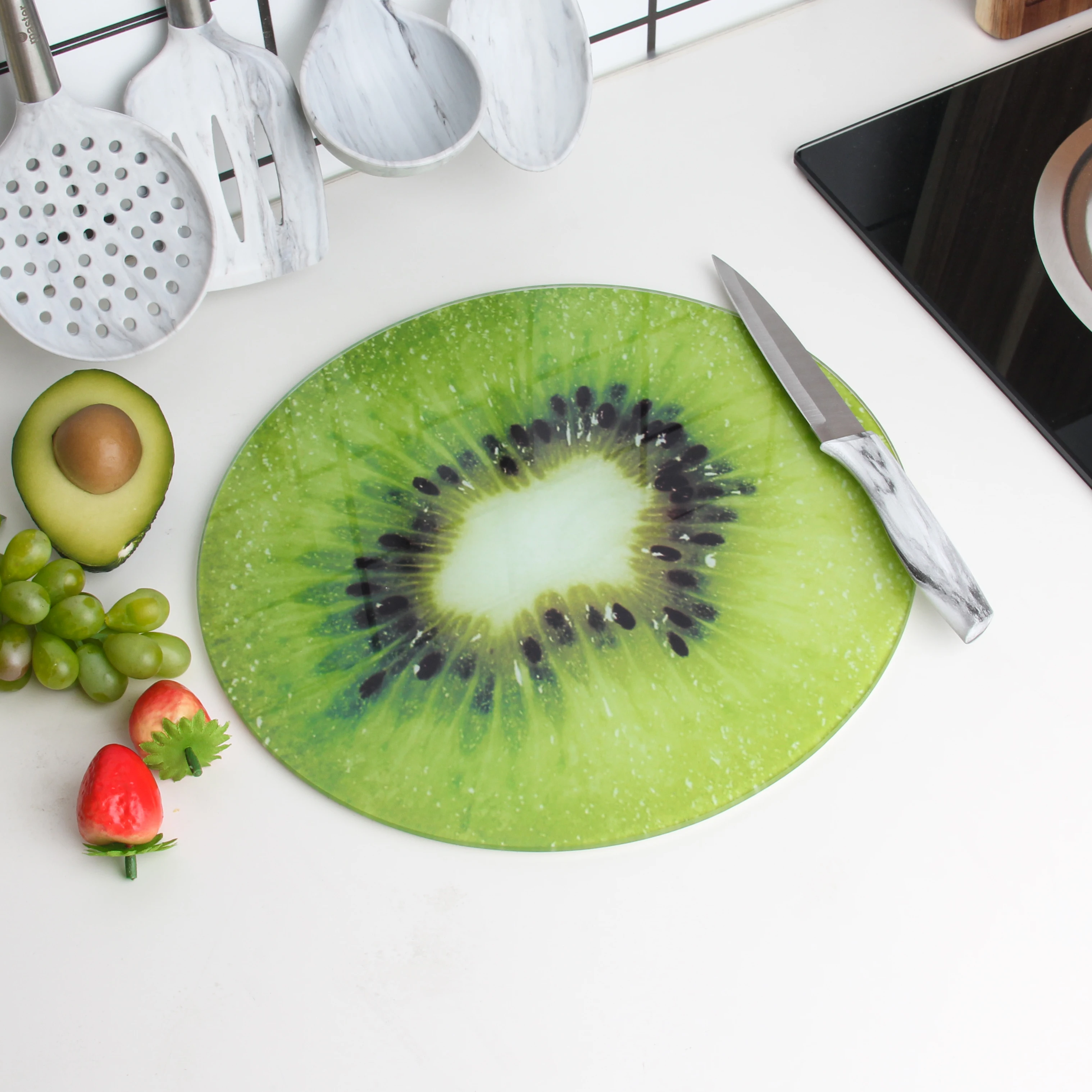 Durable Using Low Price Glass Custom Watermelon Shape Cutting Board