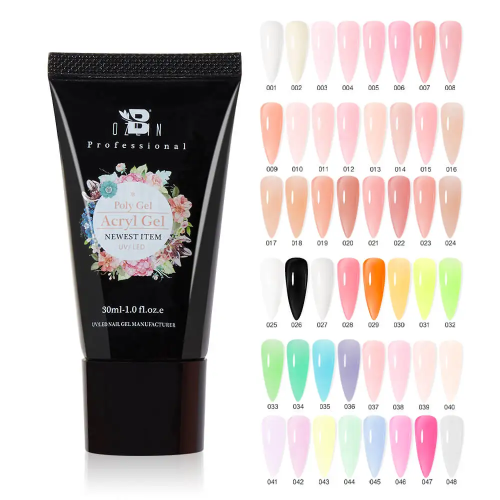 BOZLIN 30ml Solid Color Nail Poly Extension Gel Builder Acrylic Poly Gel Nail Polish with Hema Free Formula