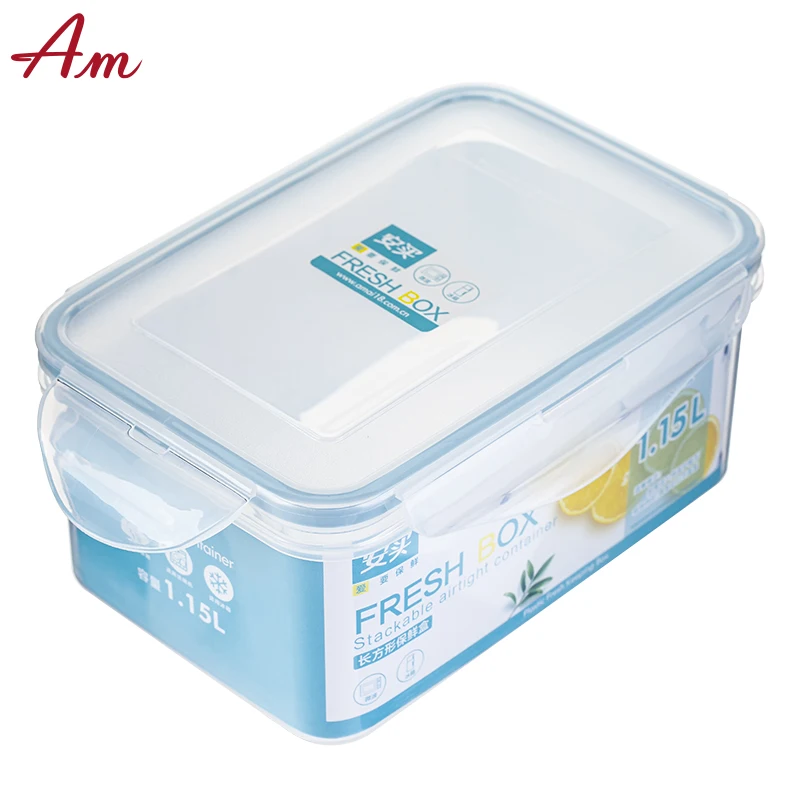 
500ml 800ml 1200ml rectangular transparent cover plastic food storage containers 4 piece set 