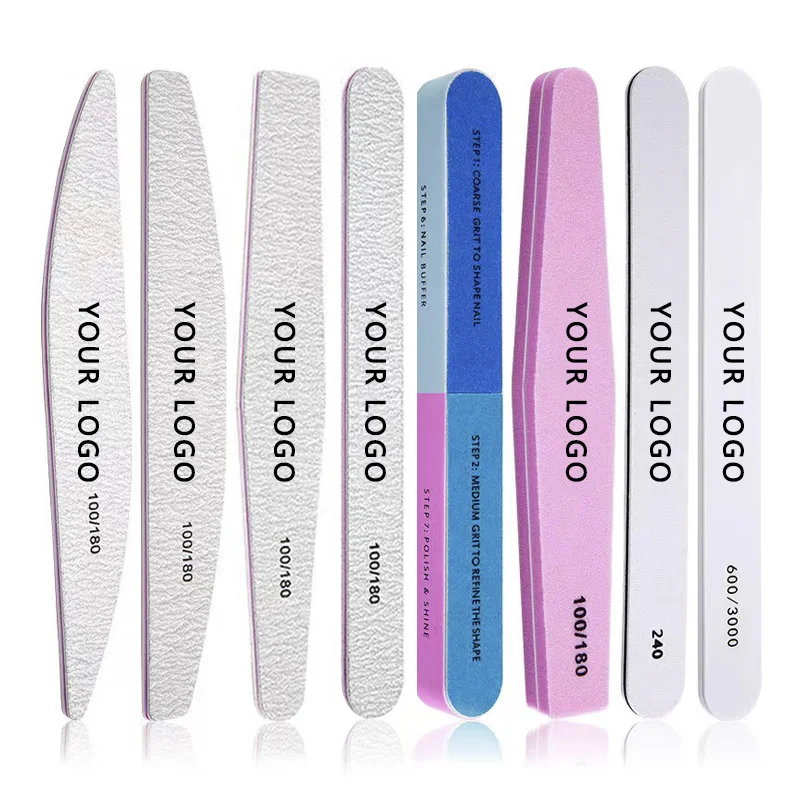 Washable Zebra wooden Nail Files  set Emery Boards Private Label sponge buffer sanding board block custom logo packaging