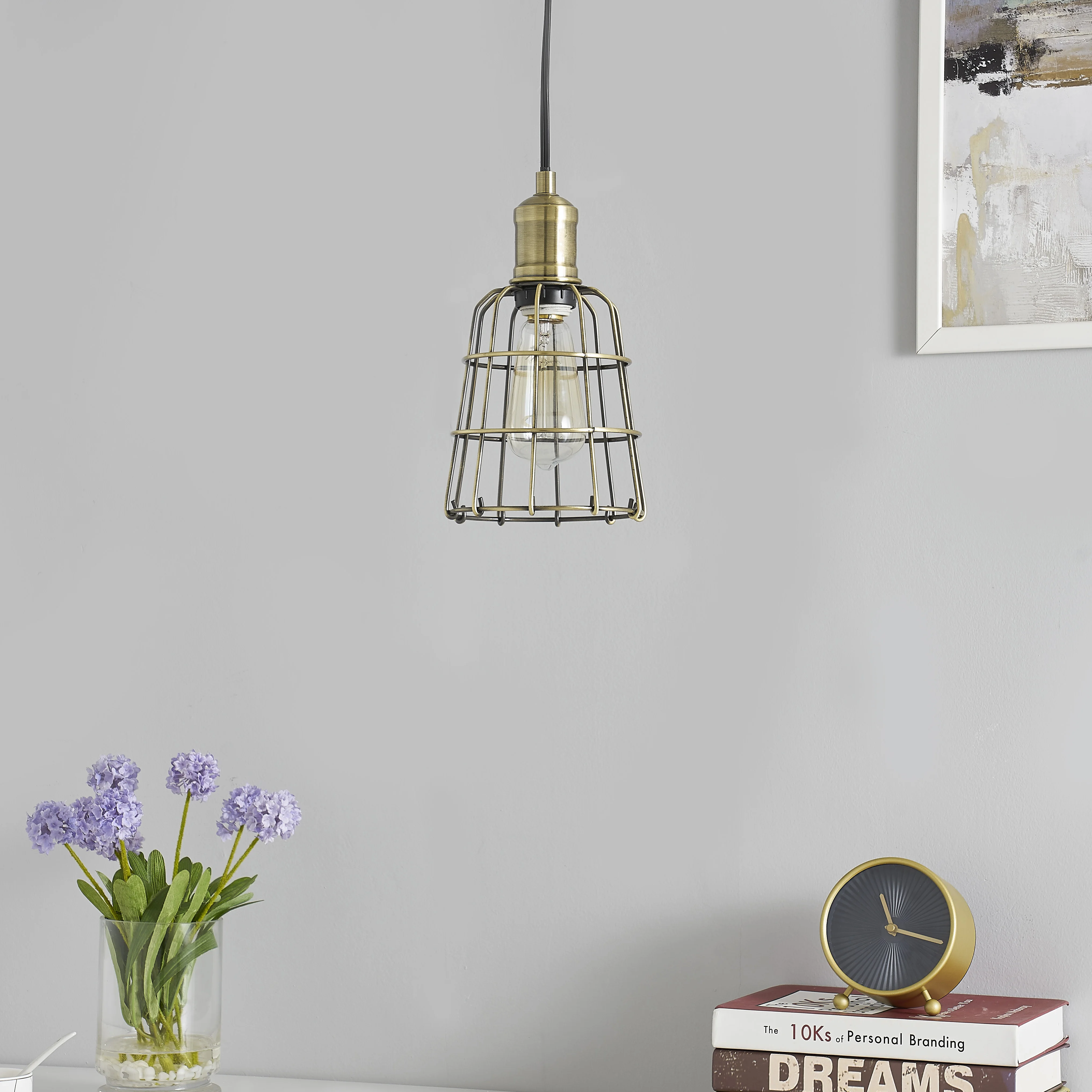Retro industrial birdcage simple brass color wrought iron creative unique chandelier lampshade