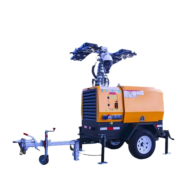 Строительная Мобильная наружная световая башня с прицепом установленная дизель генераторная мобильная осветительная