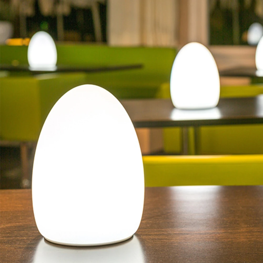 Portable Cordless Led Night Lights Hotel Coffee Tabletop Decorative New Modern Mini Egg Shape Restaurant Led Table Light Lamp
