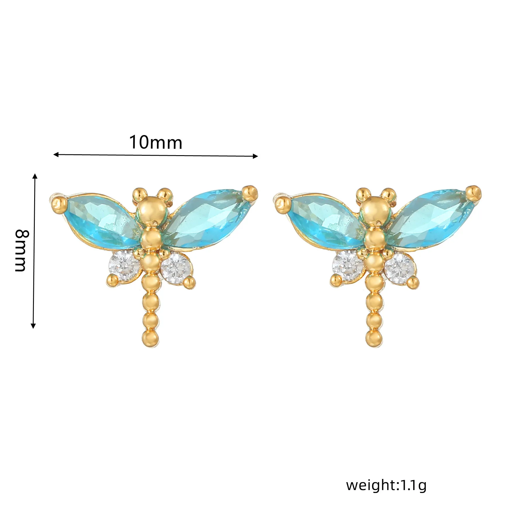18k Gold Women Creative Lovely Insect Series Zircon New Design Spider Dragonfly 925 Silver Pin Brass Animal Stud Earring