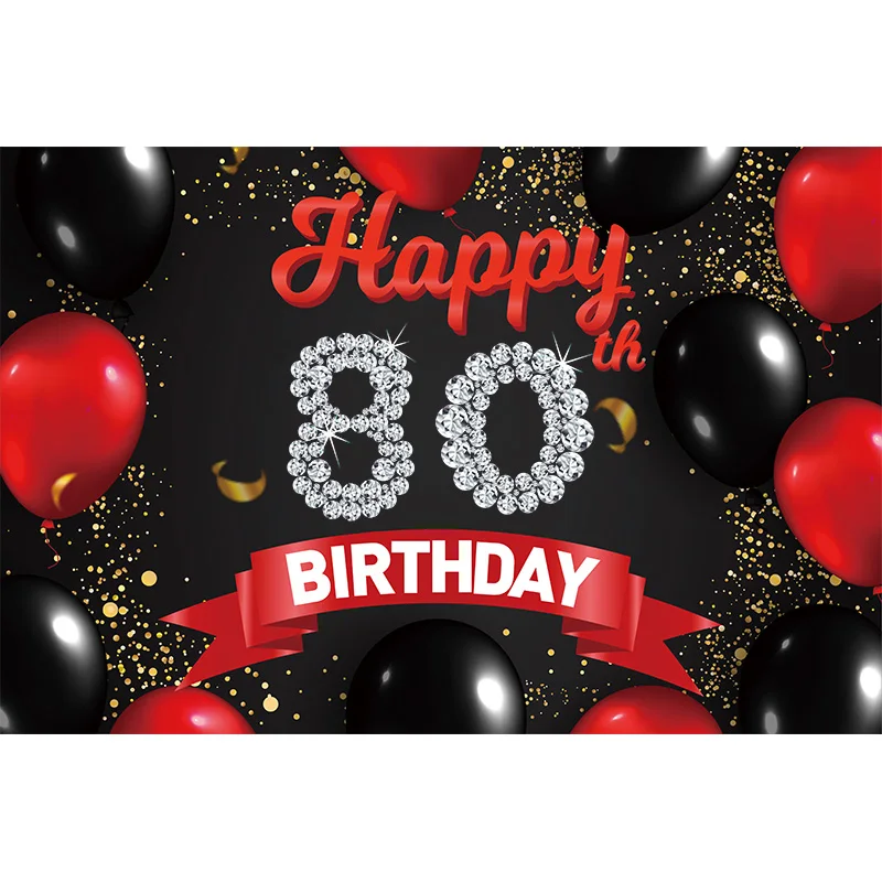 Happy Birthday Backdrop Banner Red&Black Birthday Sign Poster Photography Background