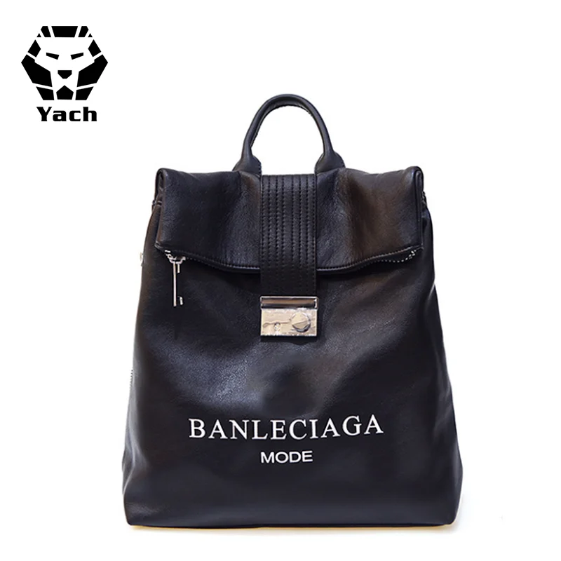New Pu for all seasons Multifunctional waterproof letter schoolbag Simple handbag for women 2019 backpack fashion handbag