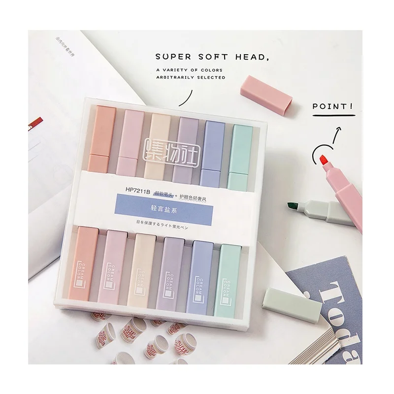 New Arrived Andstal Eye Protection Colors Cute Morandi Highlighter Pen Set For School Marker Stationery