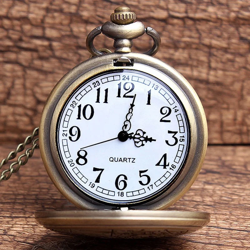 The United Kingdom Clock Men Engraved Bronze Flip Case Women Men Watches for Pocket Watch