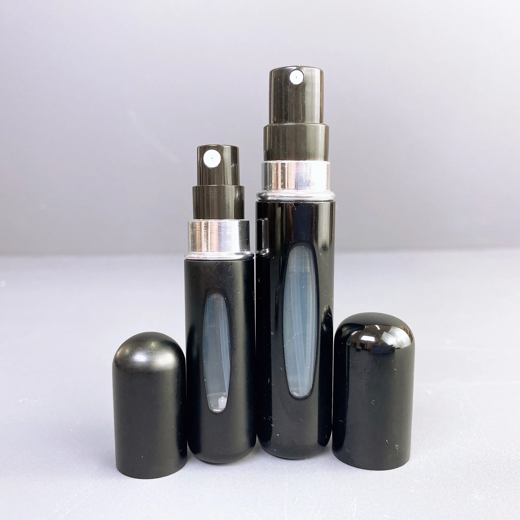 5ml 8ml shiny matte black fine mist spray bottle custom perfume dispenser bottle portable Bottom filling glass bottle