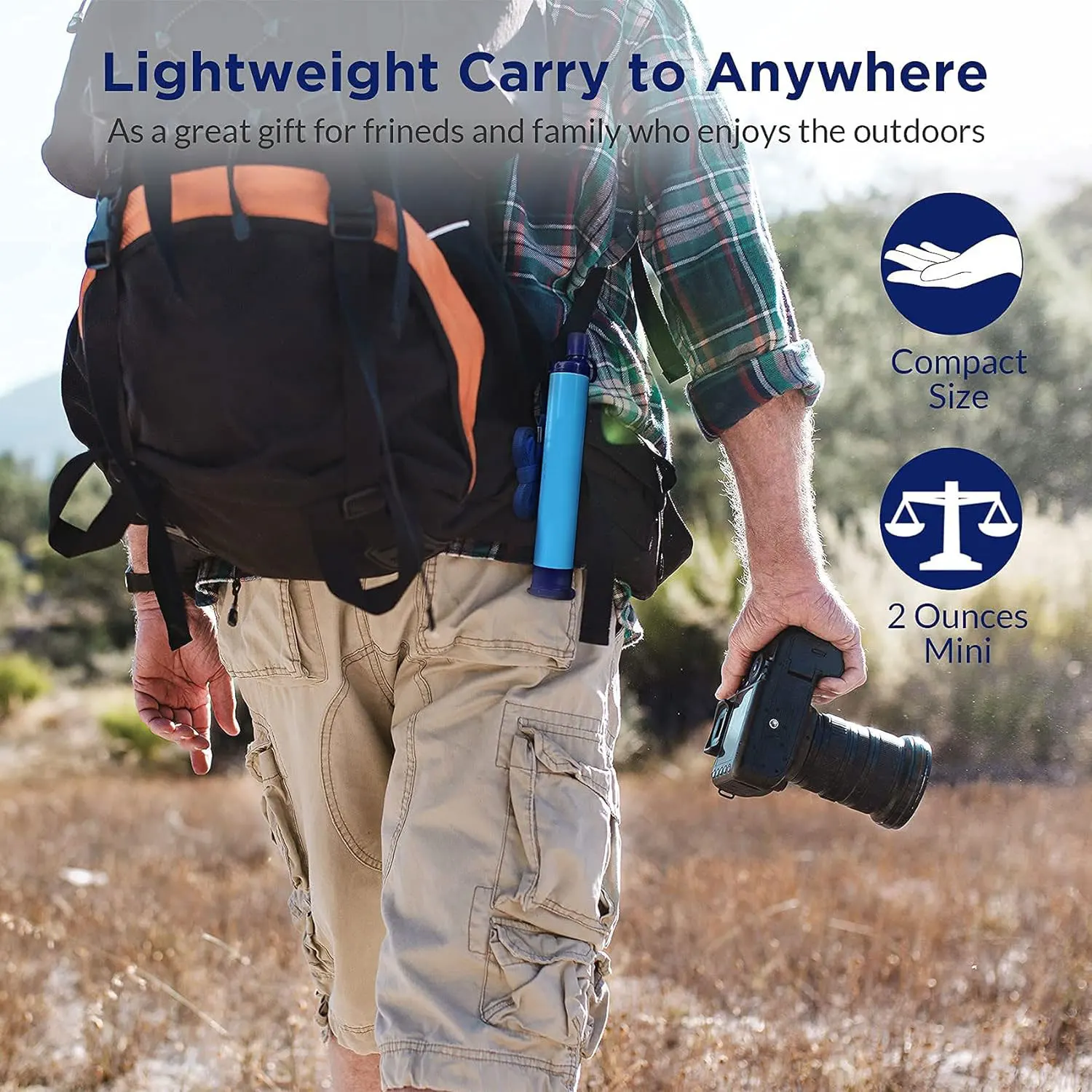 Factory Supply Outdoor Use Survival Gear Hiking Camping Travel Hunting Fishing Backpack Straw Water Filter