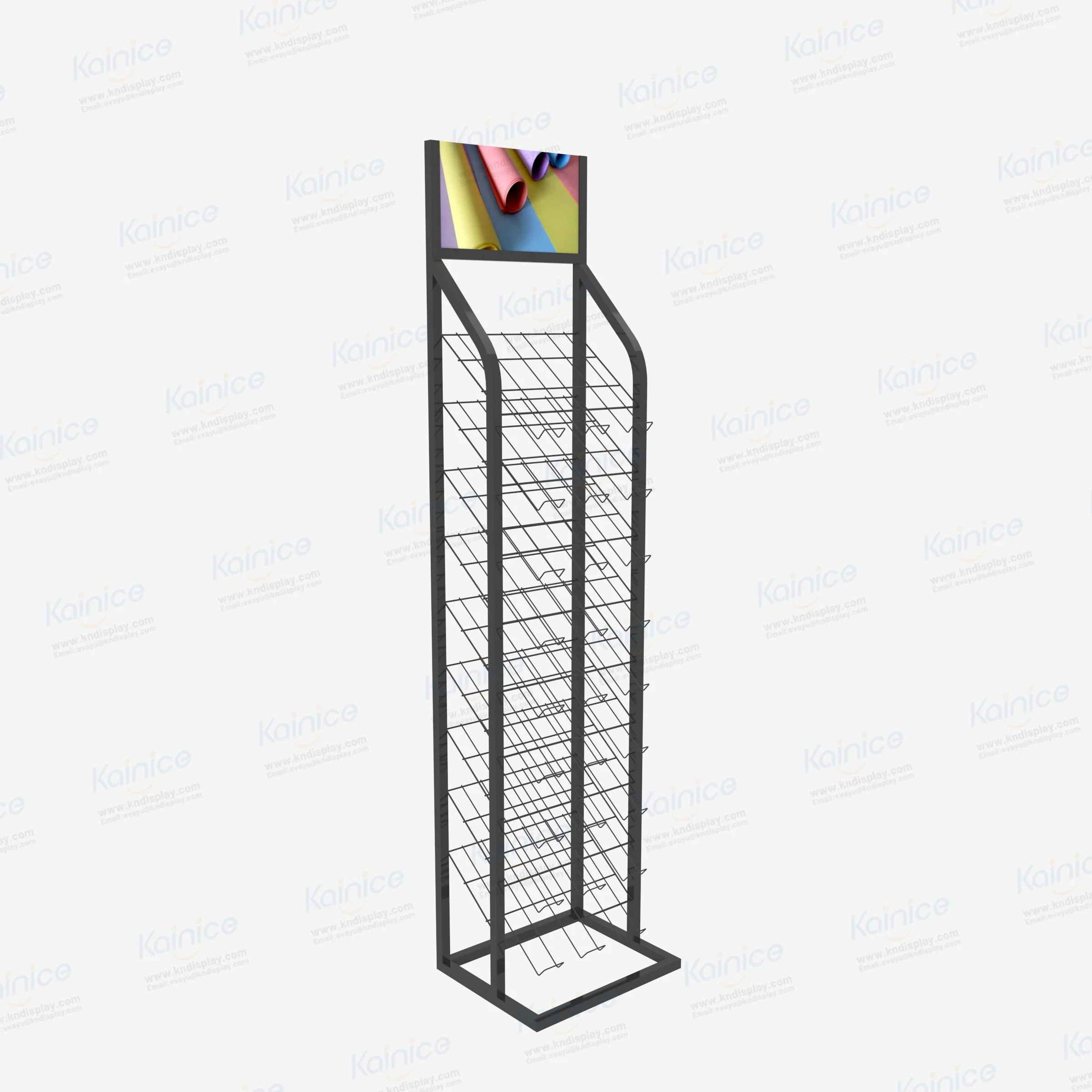 Kainice rotating 360 degree mesh wire posts stacking rack small storage trolley round outdoor magazine newspaper display rack