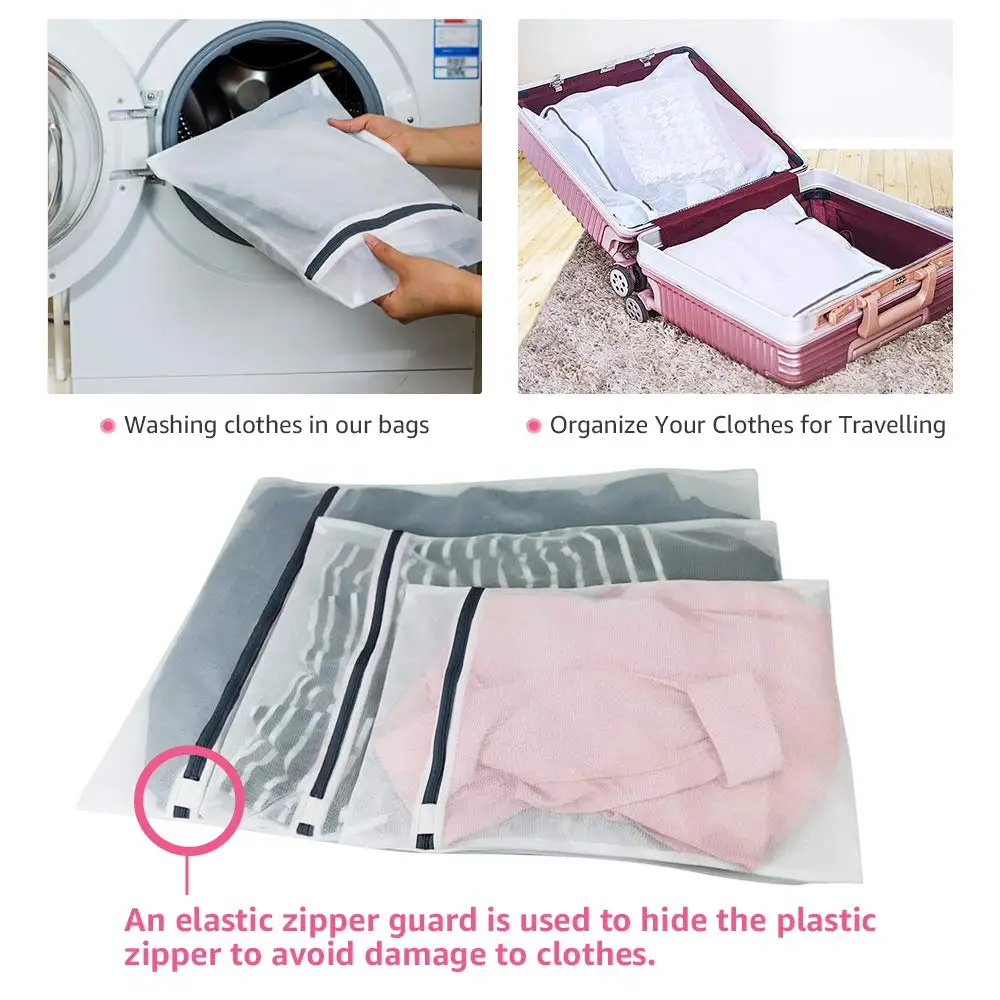 
White durable mesh wash bags with drawstring for small item 