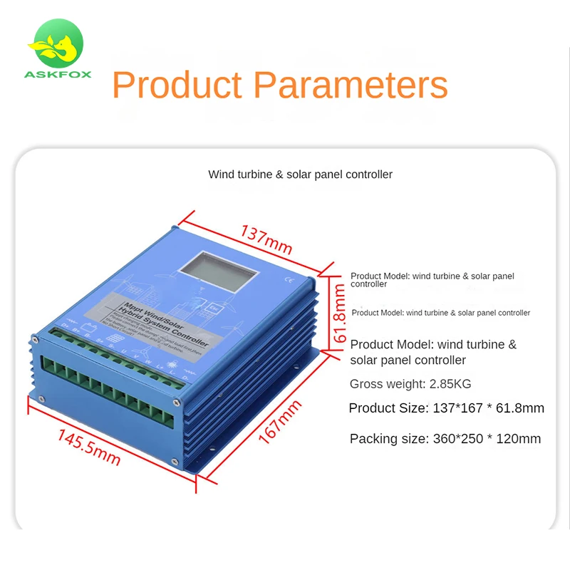 12V 24V 48V Wind Turbine MPPT Solar Wind Battery Charging Power System Wind Solar Hybrid Controller 100w 200w 300w 500w