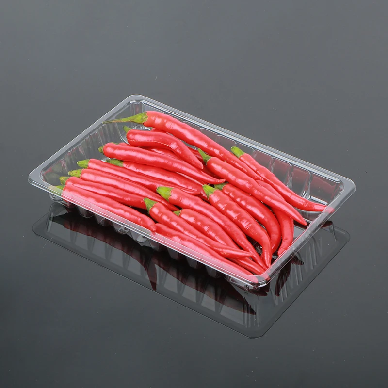 Eco-Friendly Disposable PET Plastic Tray Recyclable Embossed Fruit Box Packing Trays in Various Sizes Cake Pet Food Agriculture