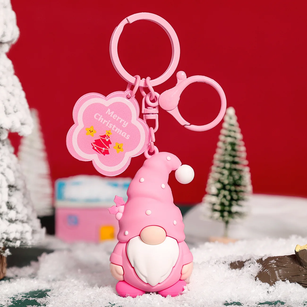 Wholesale Santa Key Chain 3D PVC Key Ring Lanyard Package Car Cute Cartoon Pendant Christmas Promotional Gifts