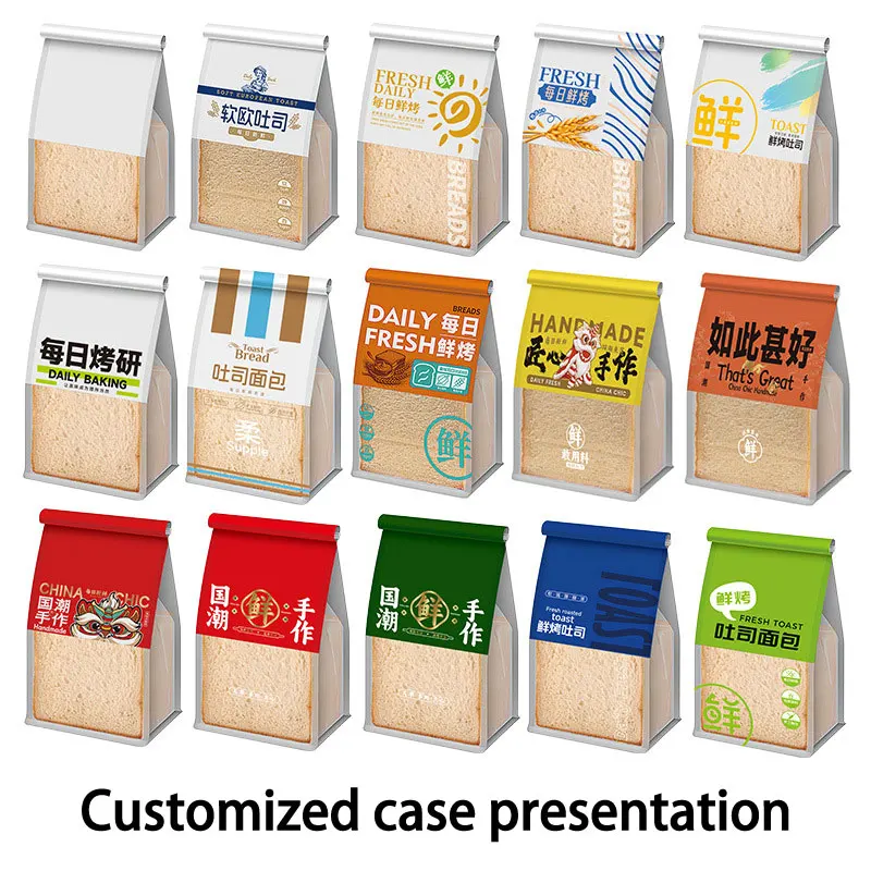 In Stock Cotton Paper Bread Flat Bottom Pouch With Transparent Window And Tin Tie Food Packaging Bag Flexible Packaging