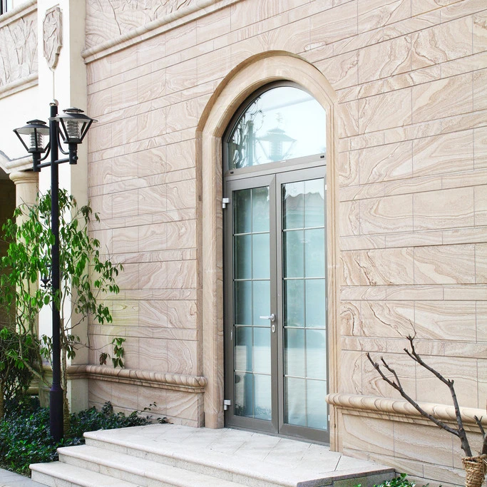 PNOC High Quality Aluminum Casement Arched Glass French Doors Interior Double Swing Door