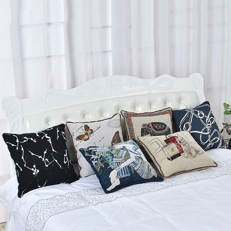 Cotton Throw Pillow Cover Wholesale Custom Made Sublimation Digital Printed Plain Eco-friendly Throw Pillow